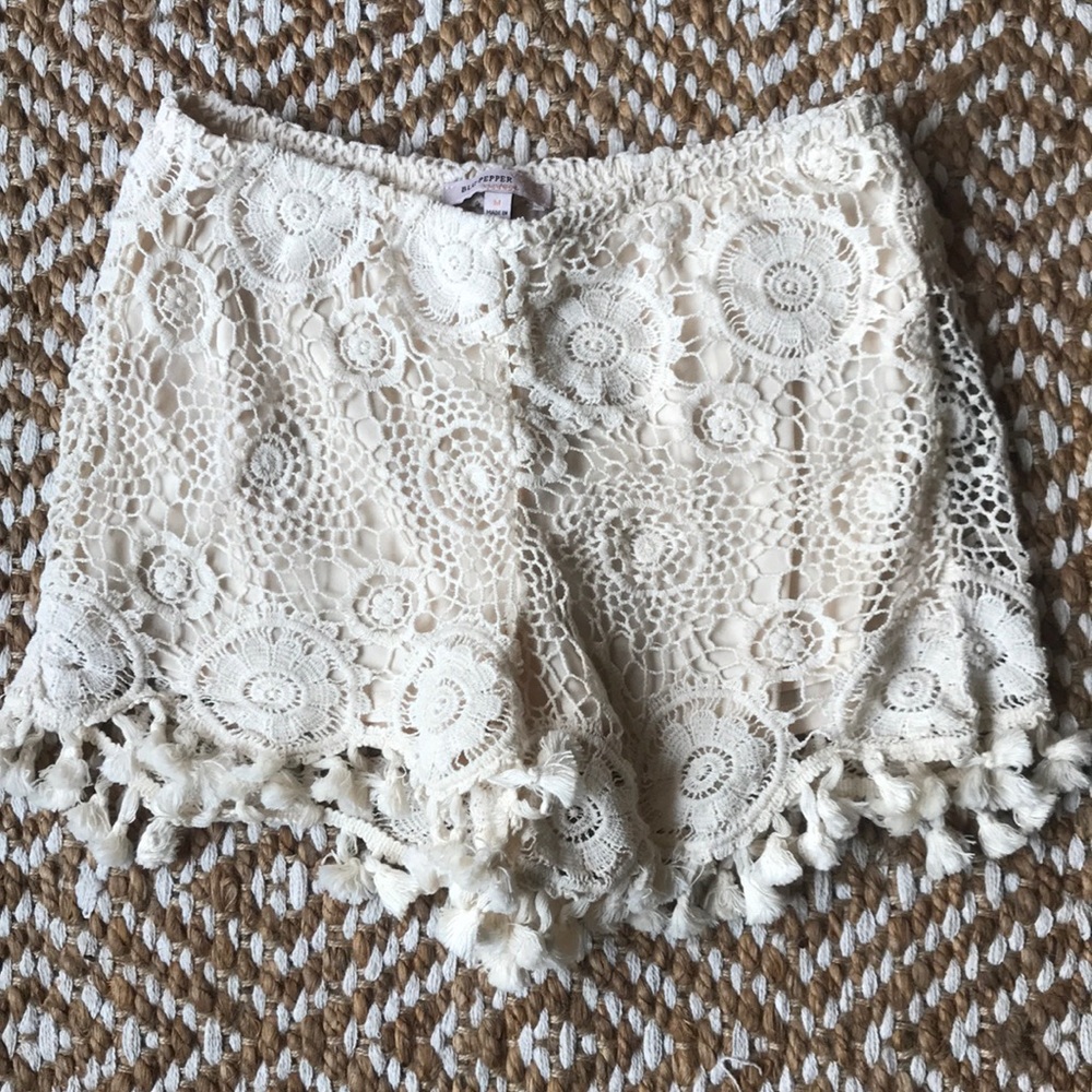 Crochet tassel shorts